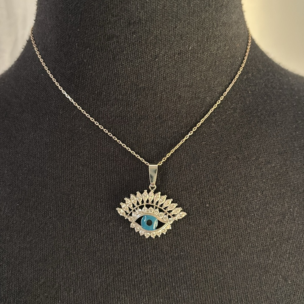 CUBIC ZIRCONIA EVIL EYE PENDANT
